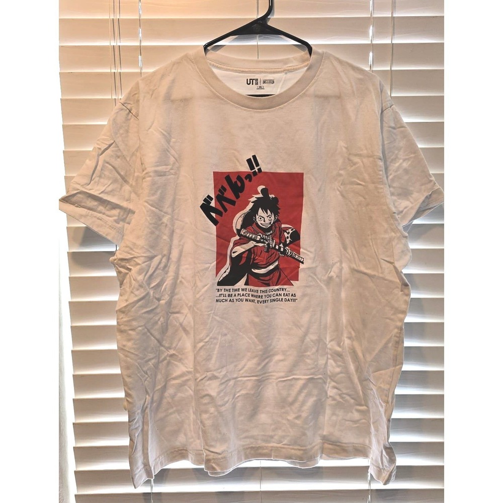 One Piece Monkey D Luffy Graphic T-Shirt Mens XXL White Anime Manga